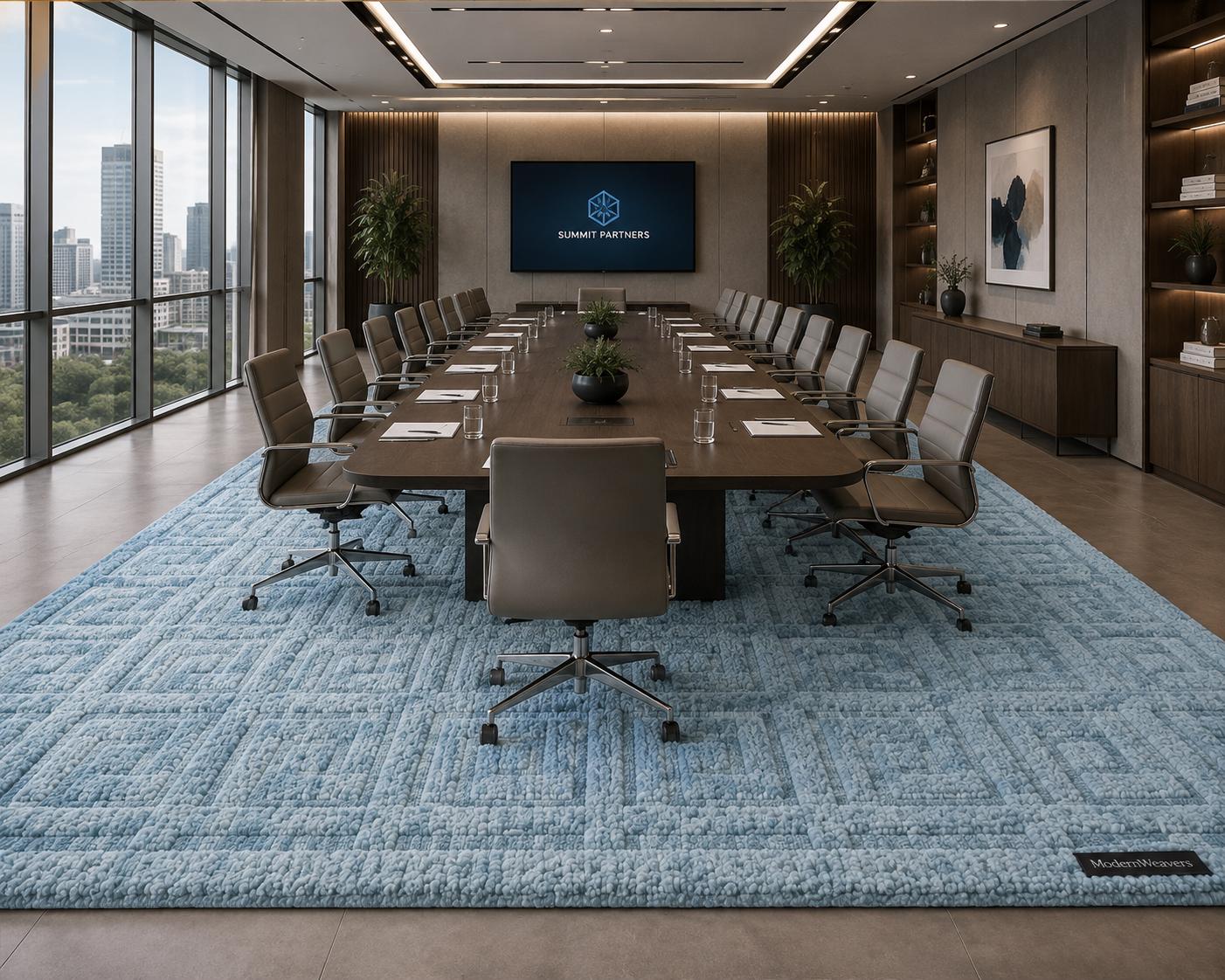 Cozy Pastel Blue Textured Hand-Tufted Rug | Minimalist Geometric Study Room Area Rug