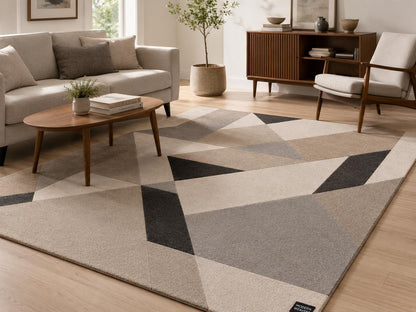 Hand-Tufted Geometric Area Rug | Neutral Modern Abstract Triangle Design | Minimalist Contemporary Handcrafted Carpet by ModernWeavers