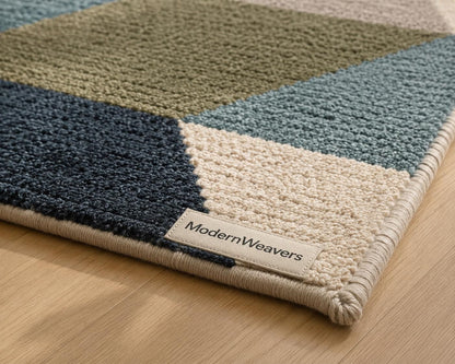 Hand-Tufted Geometric Area Rug | Mid-Century Modern Interlocking Pattern | Textured 3D Handcrafted Carpet by ModernWeavers