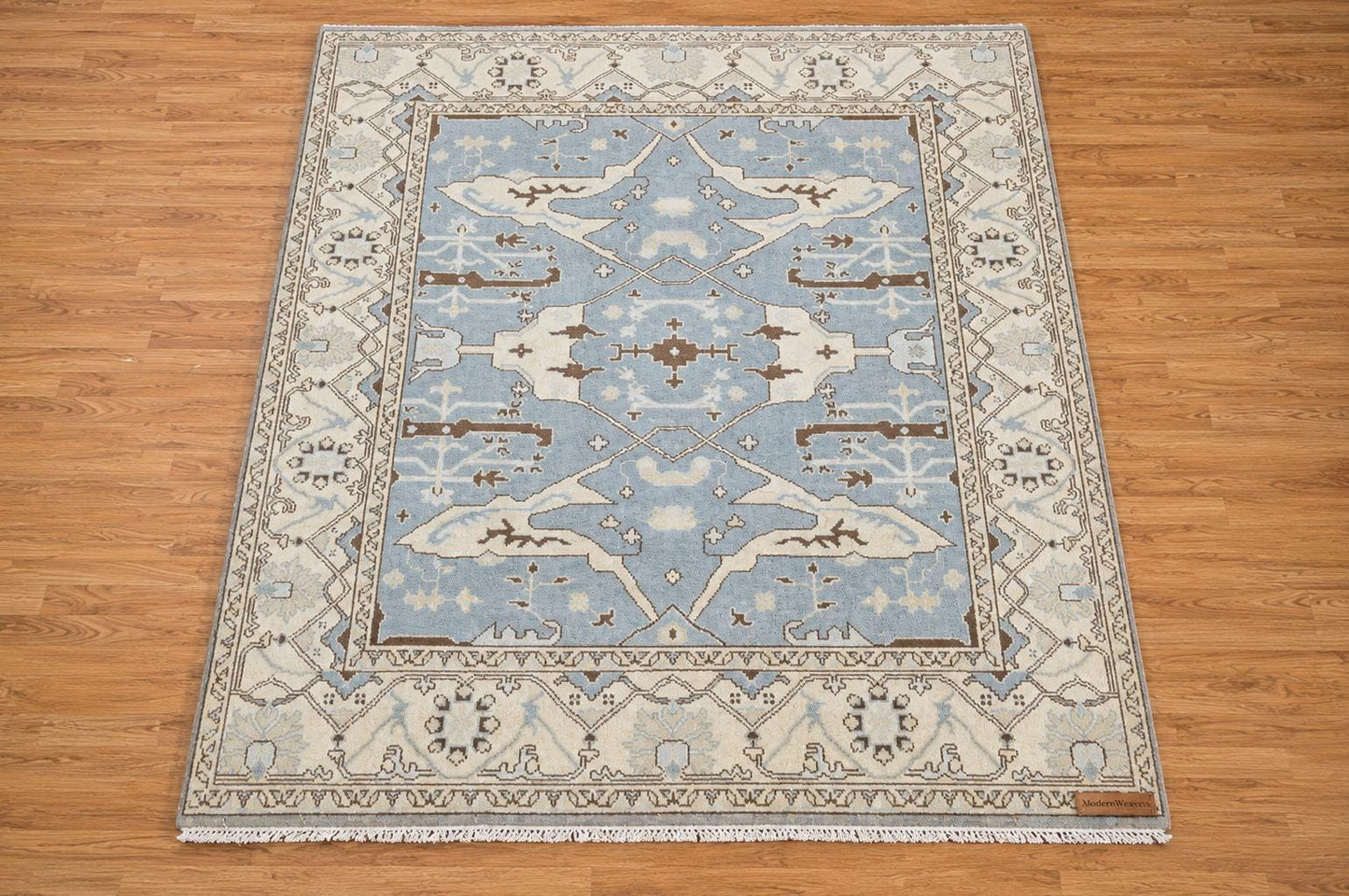 8x10 Hand-Knotted Wool Rug | Light Blue & Ivory Transitional Area Rug | ModernWeavers Artisan Carpet for Living Room or Bedroom
