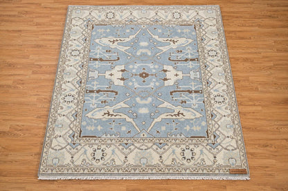 8x10 Hand-Knotted Wool Rug | Light Blue & Ivory Transitional Area Rug | ModernWeavers Artisan Carpet for Living Room or Bedroom