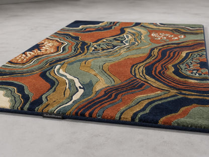 Hand-Tufted Geode Agate Area Rug | Abstract Topographical Art Carpet