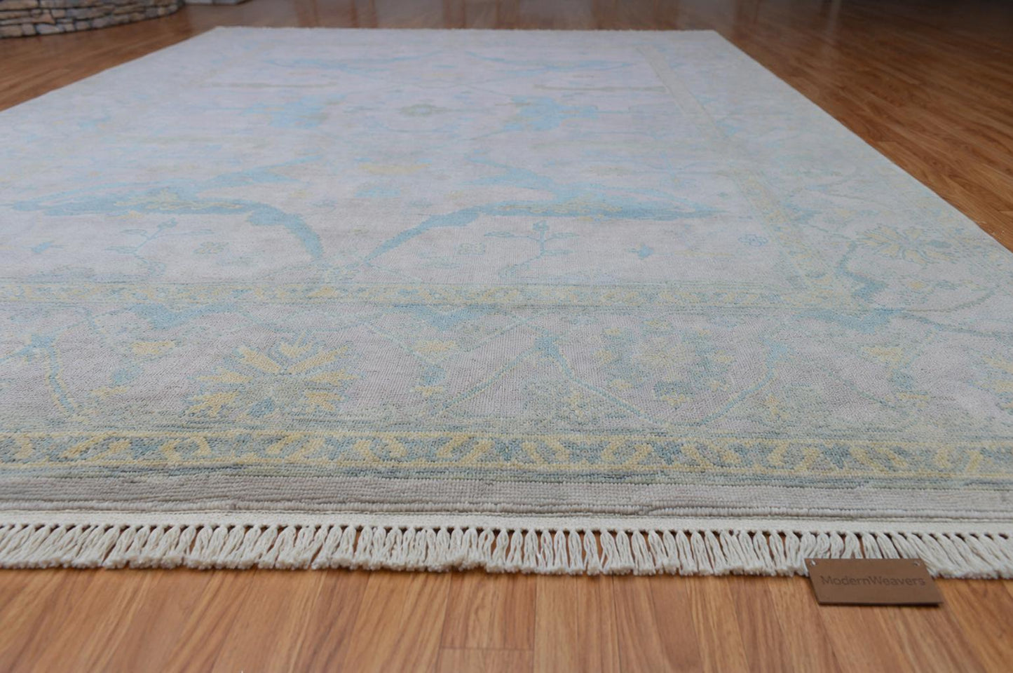 Hand-Knotted Oushak Style Area Rug | Muted Pastel Wool, 8x10 Feet