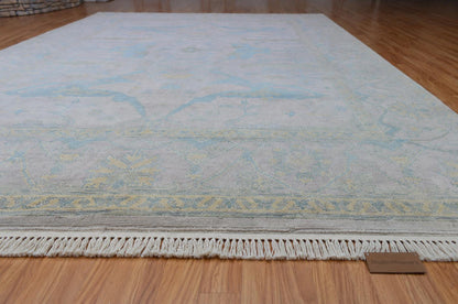 Hand-Knotted Oushak Style Area Rug | Muted Pastel Wool, 8x10 Feet